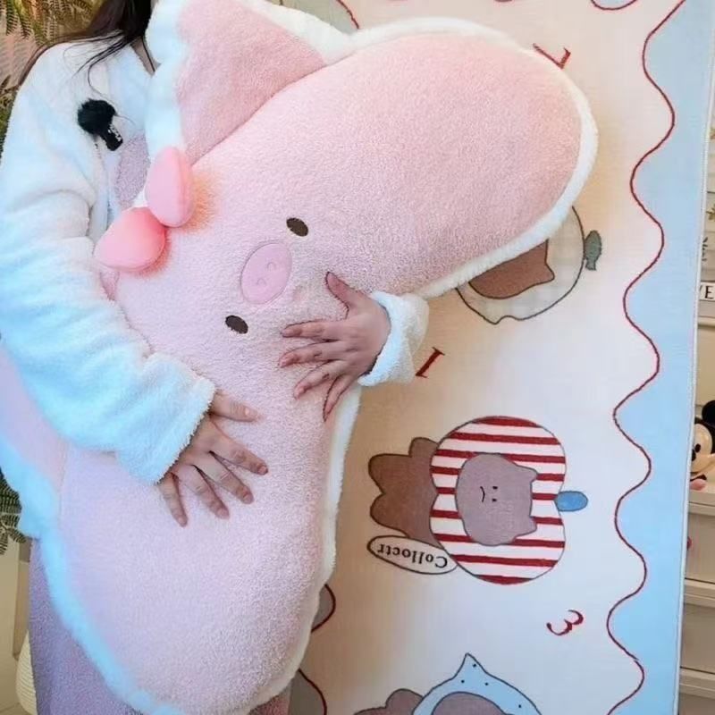 ベッドで寝ている女の子のためのかわいい長い豚の枕腰の背もたれ枕