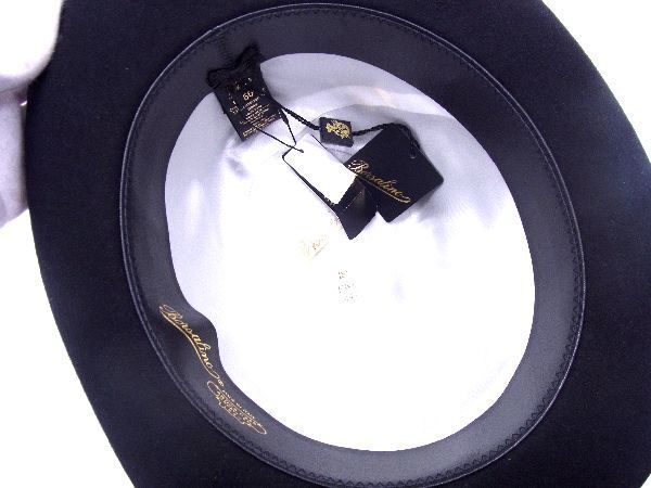 ■新品■未使用■ BORSALINO ボルサリーノ ウール100％ リボン ハット 帽子 表記サイズ 60 メンズ レディース ブラック系 AR5768