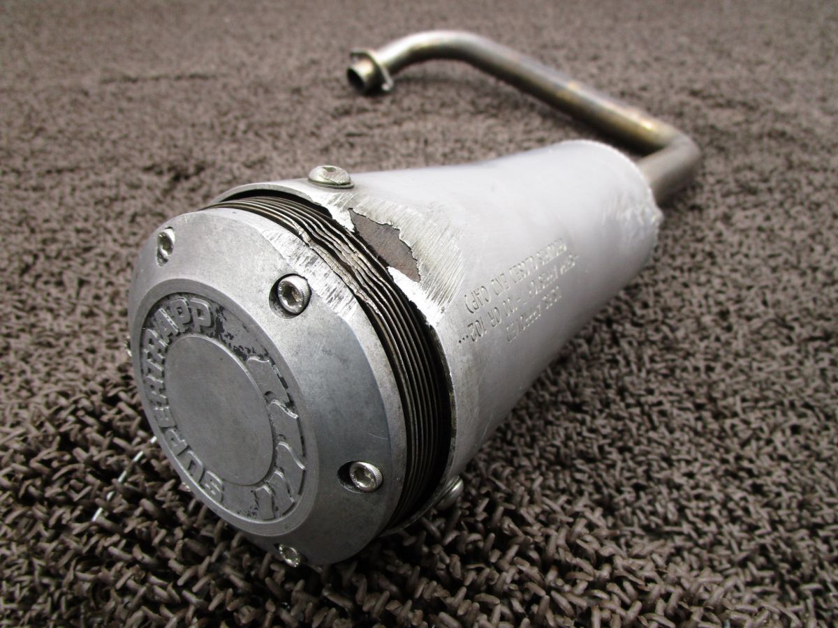 FTR223D 社外 スーパートラップ マフラー サイレンサー □A5357 MC34 カスタム素材に ホンダ MD33E キャブ車