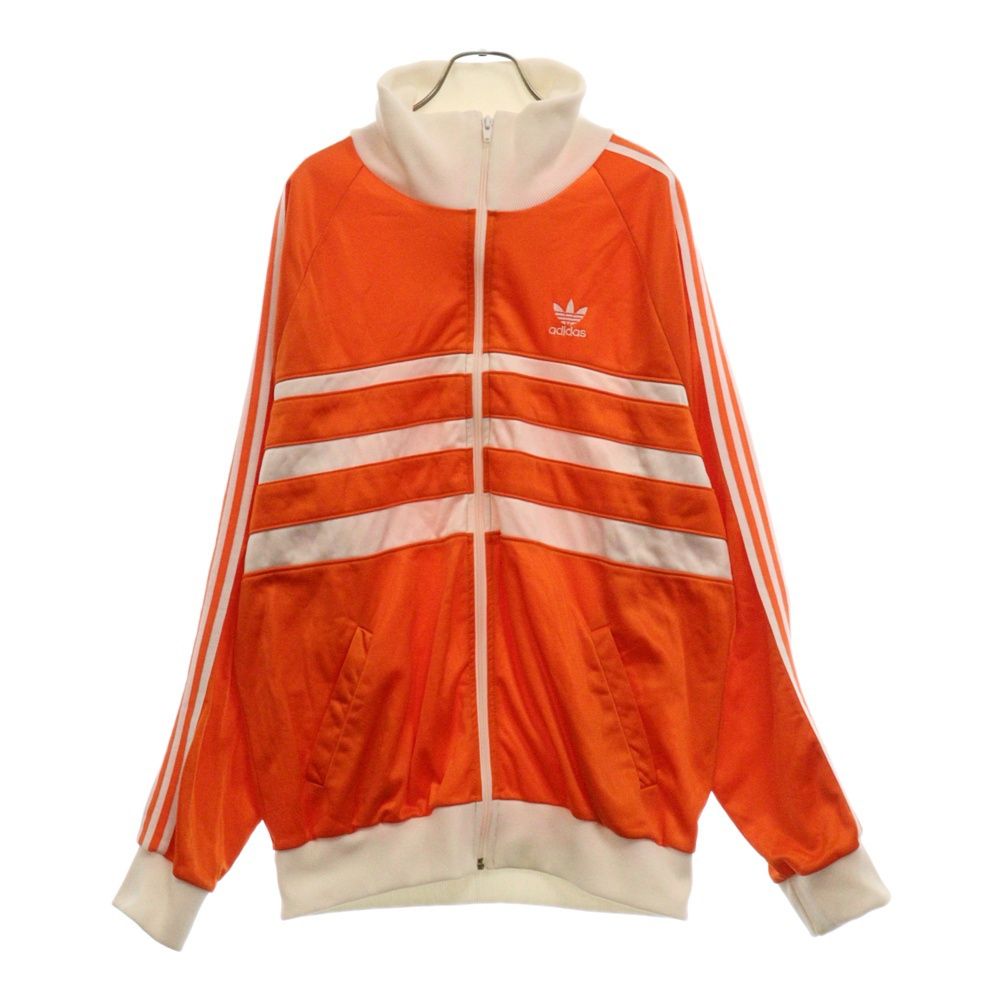 80s】アディダス トラックジャケットフーディ サイズM オレンジ
