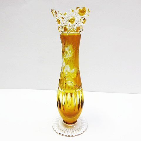 マイセンクリスタル マイセンフラワー 色被せ一輪挿し レッド マイセン