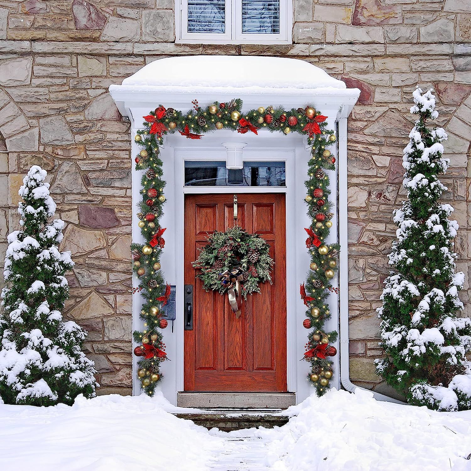 オーナメント クリスマス モール クリスマスリース 2.7m LEDライト付き