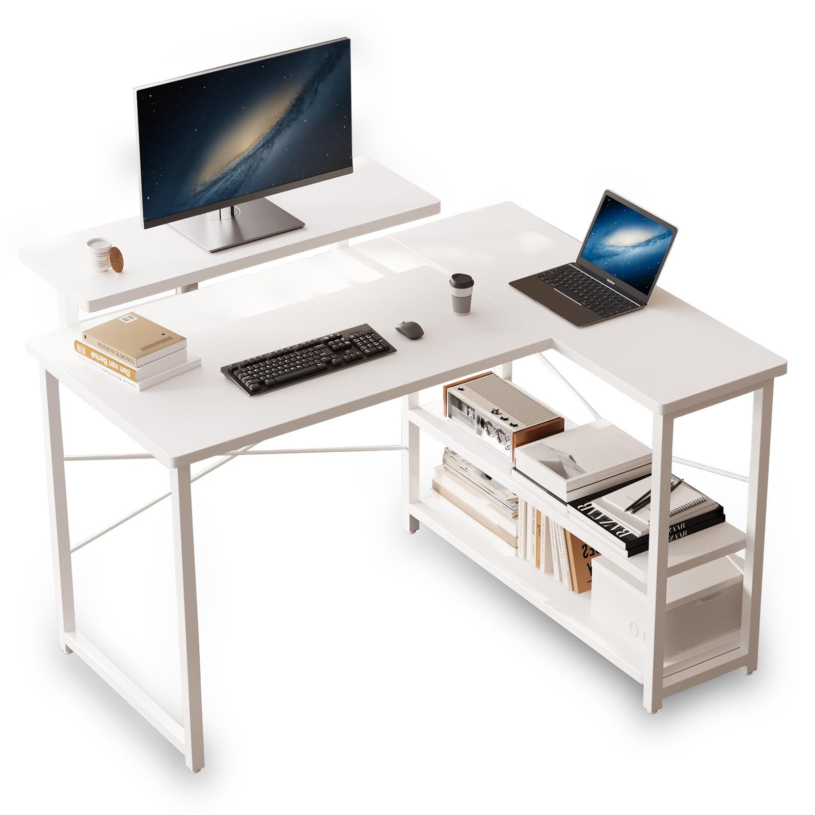 デスク (ライフ/ワーク/コーナー） 木製・スタイリッシュ・レッド