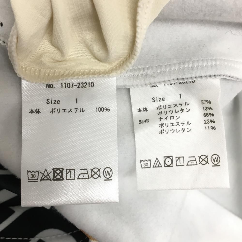 CPG ハイネックワンピース 白×黒 総柄 インナーパンツ付き 裏微起毛 レディース 1 S ゴルフウェア CPG LLC-HASEGAWATOSO_COM