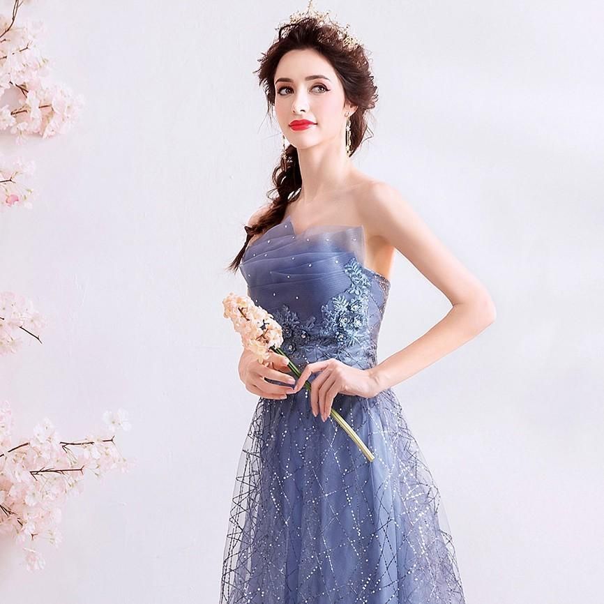 ロングドレス 安い カラードレス 青 イブニングドレス 演奏会 コンサート 結婚式 パーティードレス 発表会 花嫁 ウエディングドレス カクテルドレス 二次会