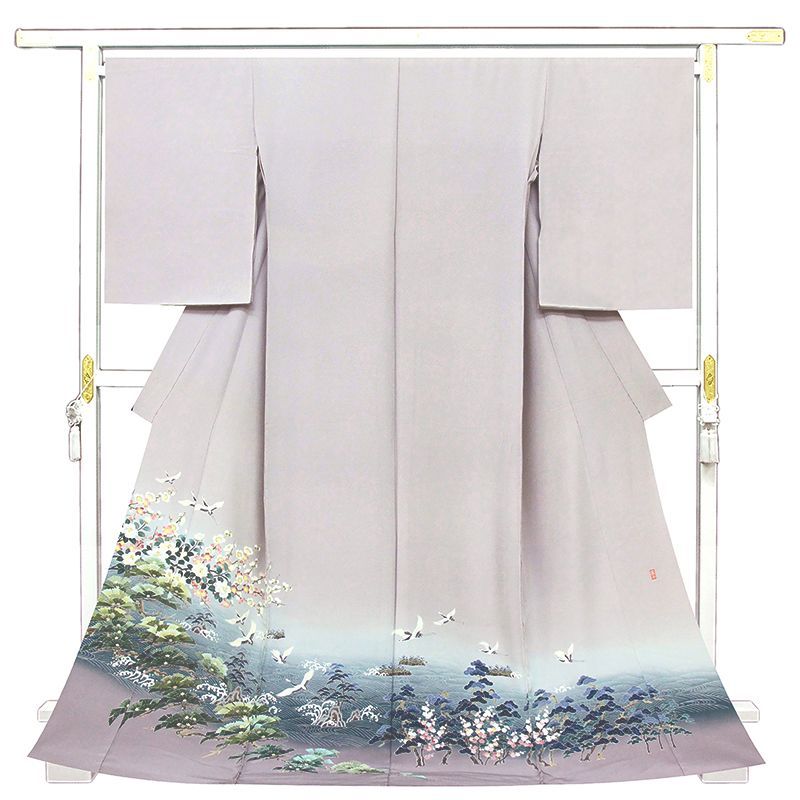 超カラー 記念感謝祭 仕立無料 京友禅伝統本工芸加賀五彩手描染 特撰吉祥四季草花文色留袖 落款入 10012362 夢が叶う