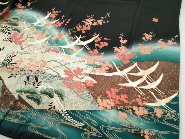 平和屋着物●世界的ファッションデザイナー 山本寛斎 kansaiブランド 黒留袖 浜松飛鶴枝垂れ花文 暈し染め 金彩 正絹 逸品 CAAU2599yc 平和屋着物○世界的ファッションデザイナー 山本寛斎 kansaiブランド
