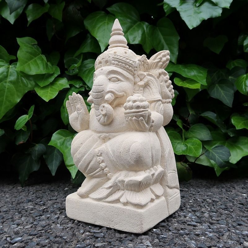 ガネーシャ石像 30cm パラスストーン 石彫り彫刻 ガネーシャの