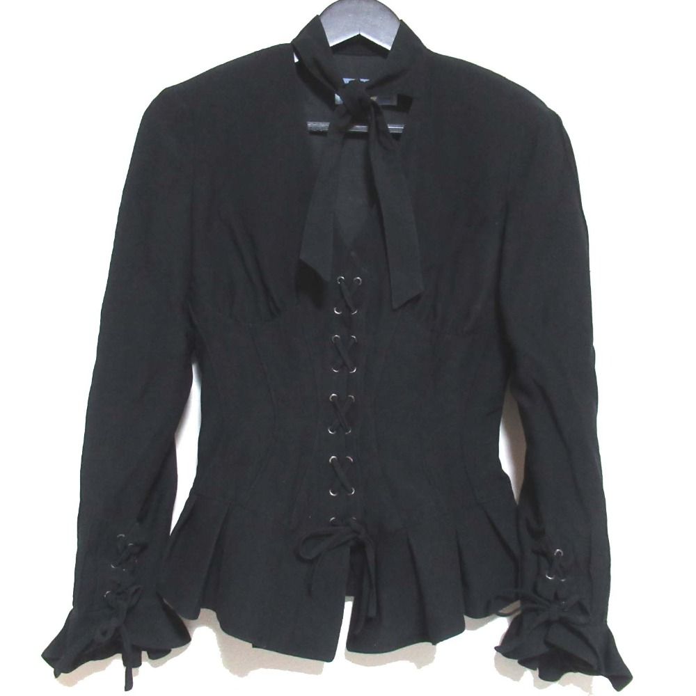 美品 Thierry Mugler ティエリーミュグレー フリル レースアップ 