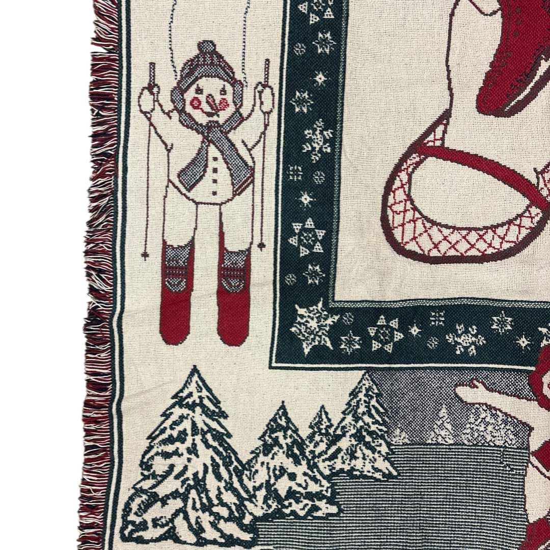 vintageラグ カーペット 雪だるま スキー クリスマス 1989 - メルカリ