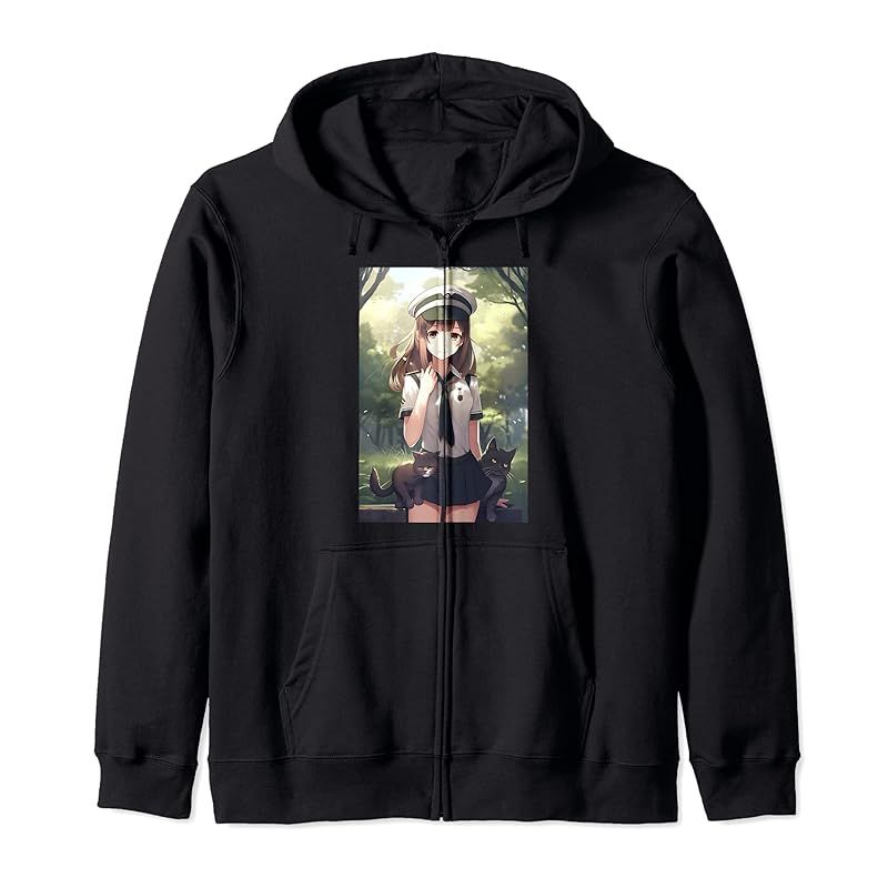 アニメ 猫 女の子 マンガ ジップパーカー