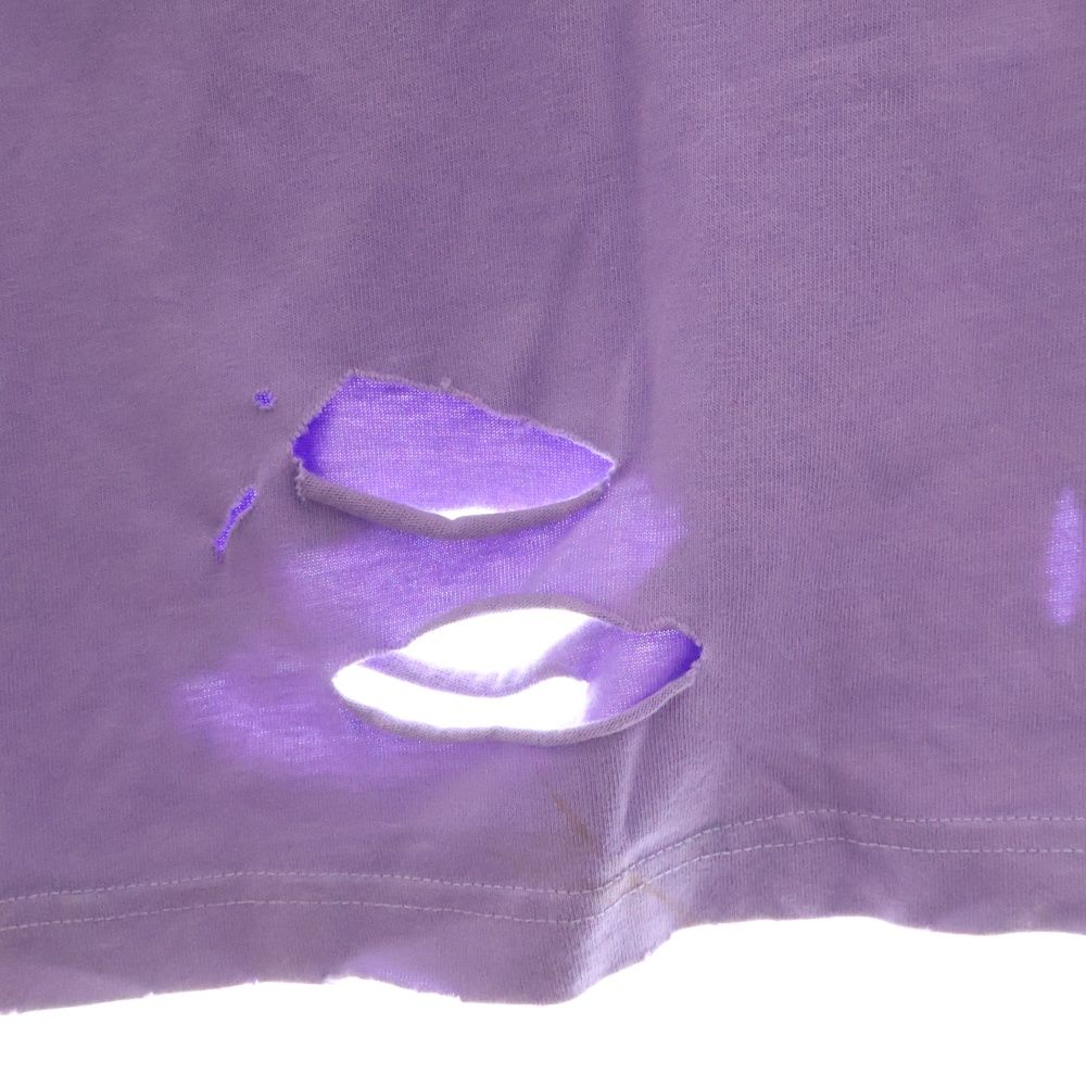 BALENCIAGA デストロイ ロゴプリント Tシャツ ダメージ パープル BALENCIAGA デストロイ ロゴプリント Tシャツ ダメージ パープル