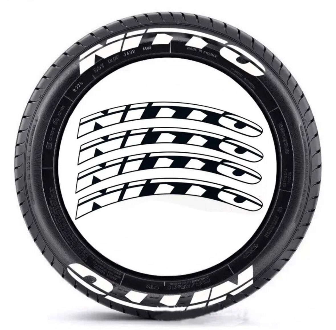 NITTO ニットータイヤ タイヤステッカー 1台分4枚 3D ホワイト