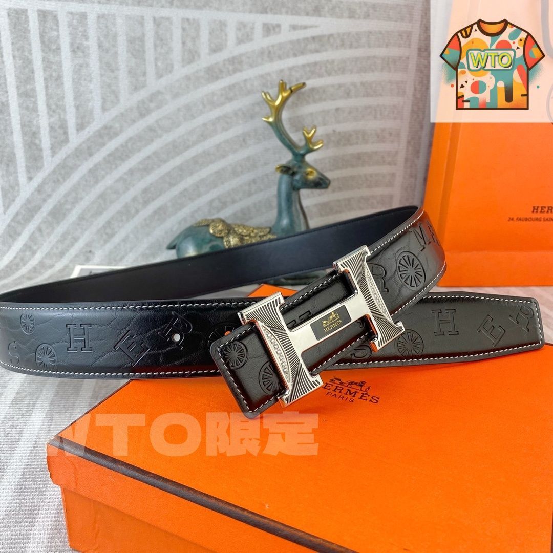 【ロゴの存在感が美しい♪】 HERMES   ベルト org.jpg