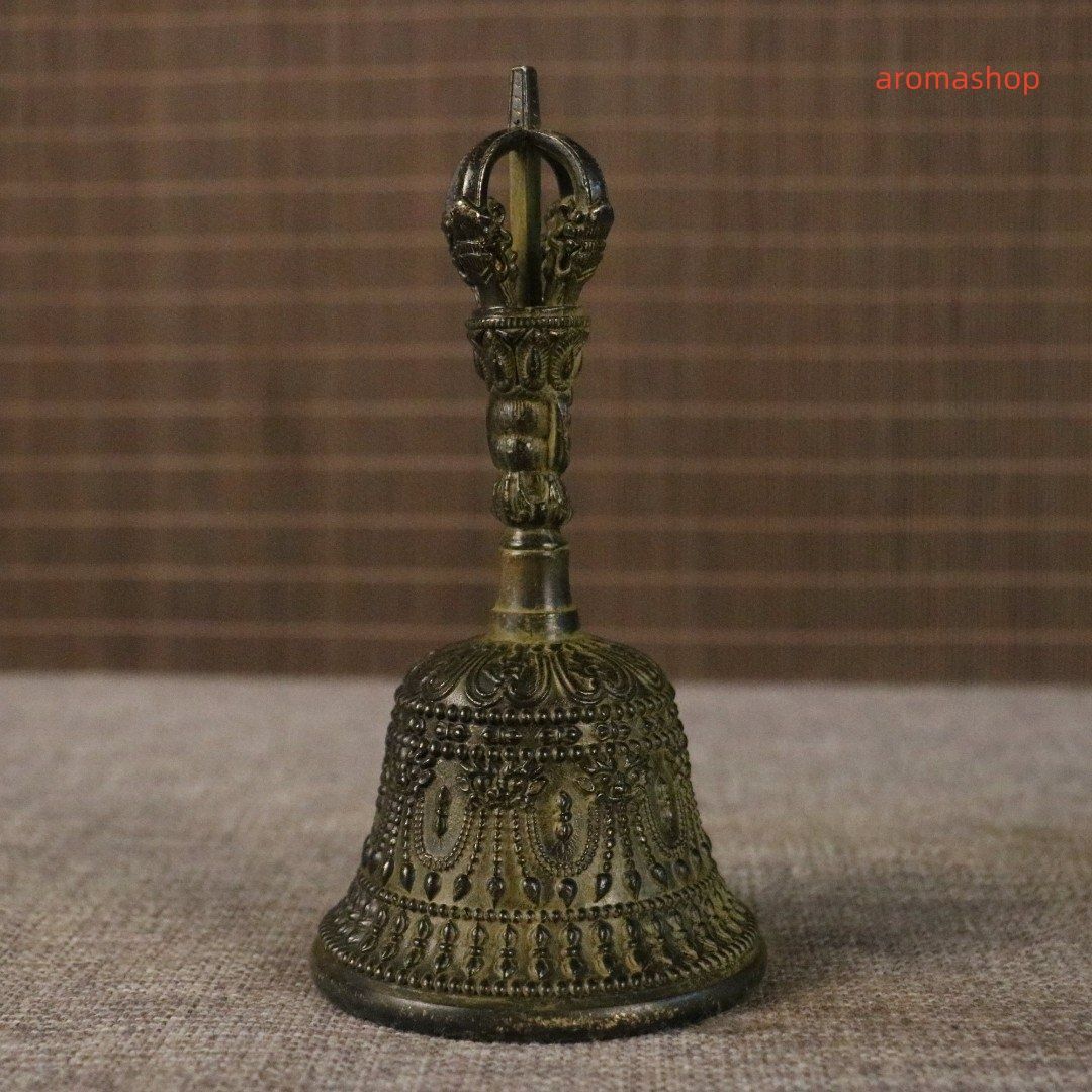 送料無料 チベット 法器 法要鈴 古銅 金剛鈴 風水鈴 密教器 純銅