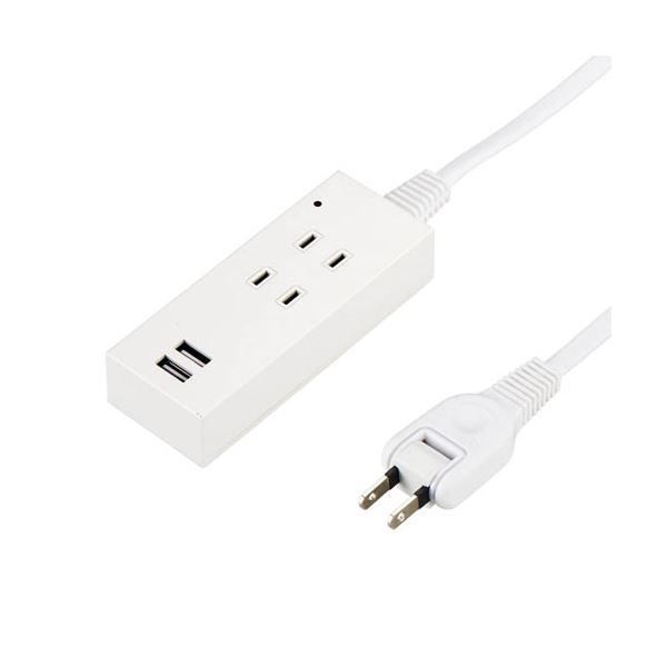 5個セット YAZAWA 雷ガード付2AC2USB2.1A1.5mホワイト Y0