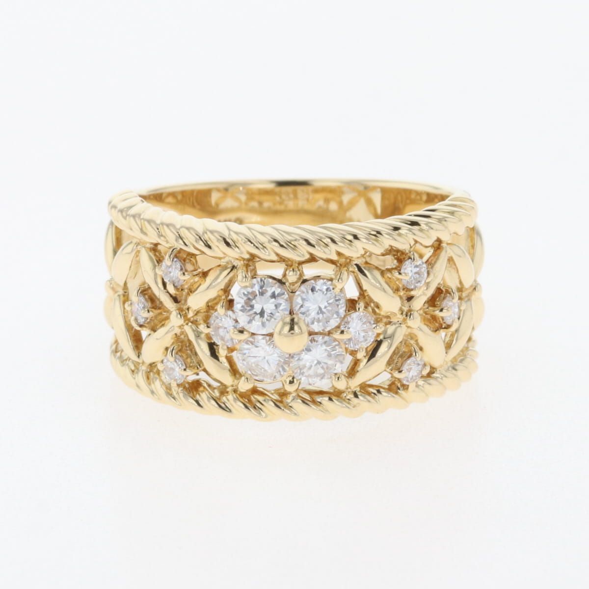 メレダイヤ デザインリング YG イエローゴールド 指輪 リング 11号 K18  