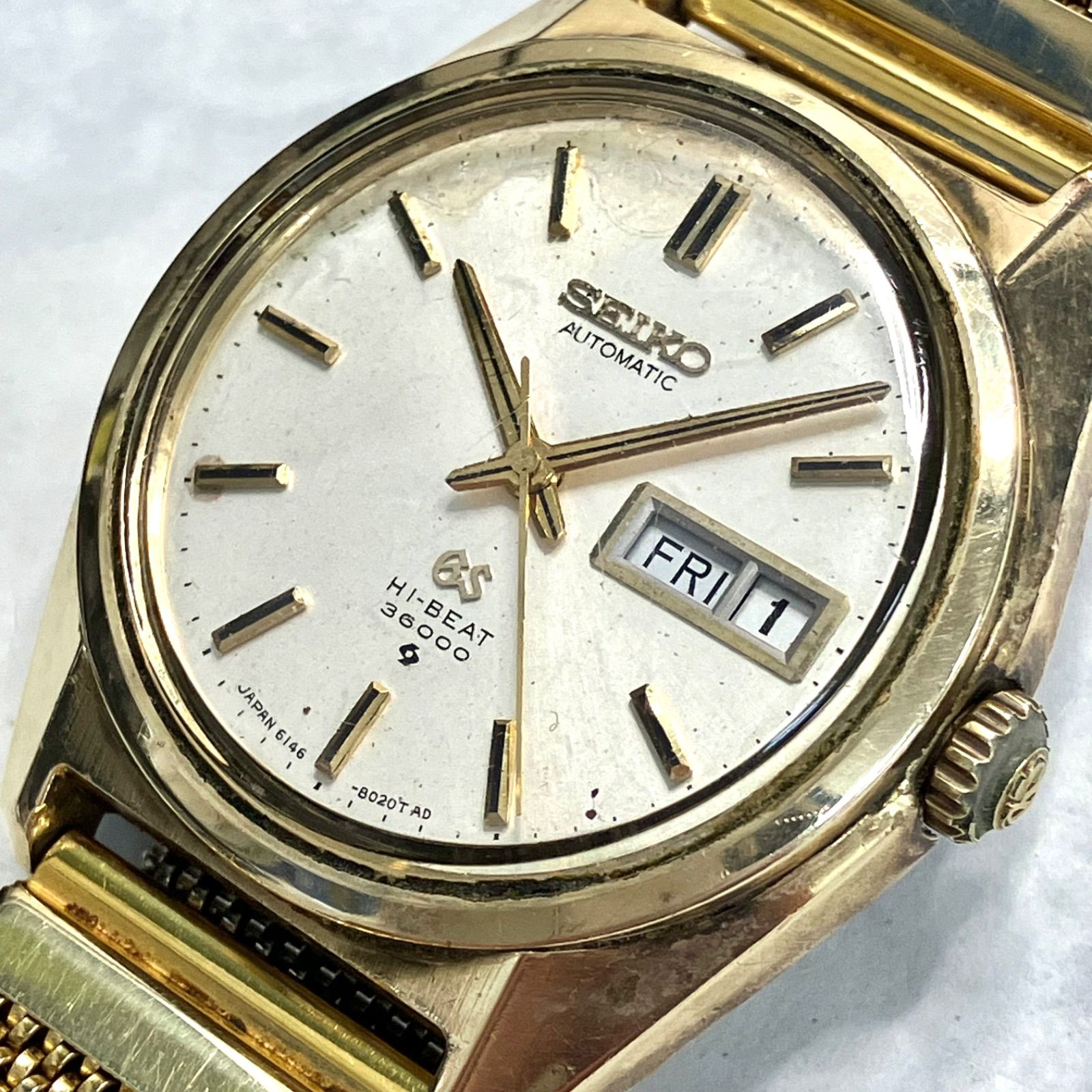 【稼働ジャンク品⭐️修理可能な方ぜひ】 GRAND SEIKO グランドセイコー GS  6146-8000 Hi-BEAT 36000  SEIKO AUTOMATIC 自動巻き ハイビート ビンテージ腕時計 （SNA）0124090900501FG