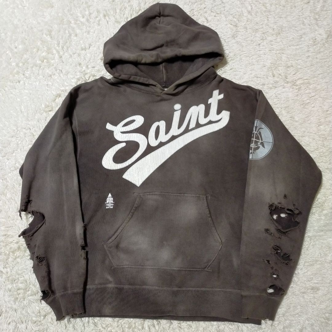 Lサイズ】セントマイケル HOODIE FOCUS 21AW ダメージ加工