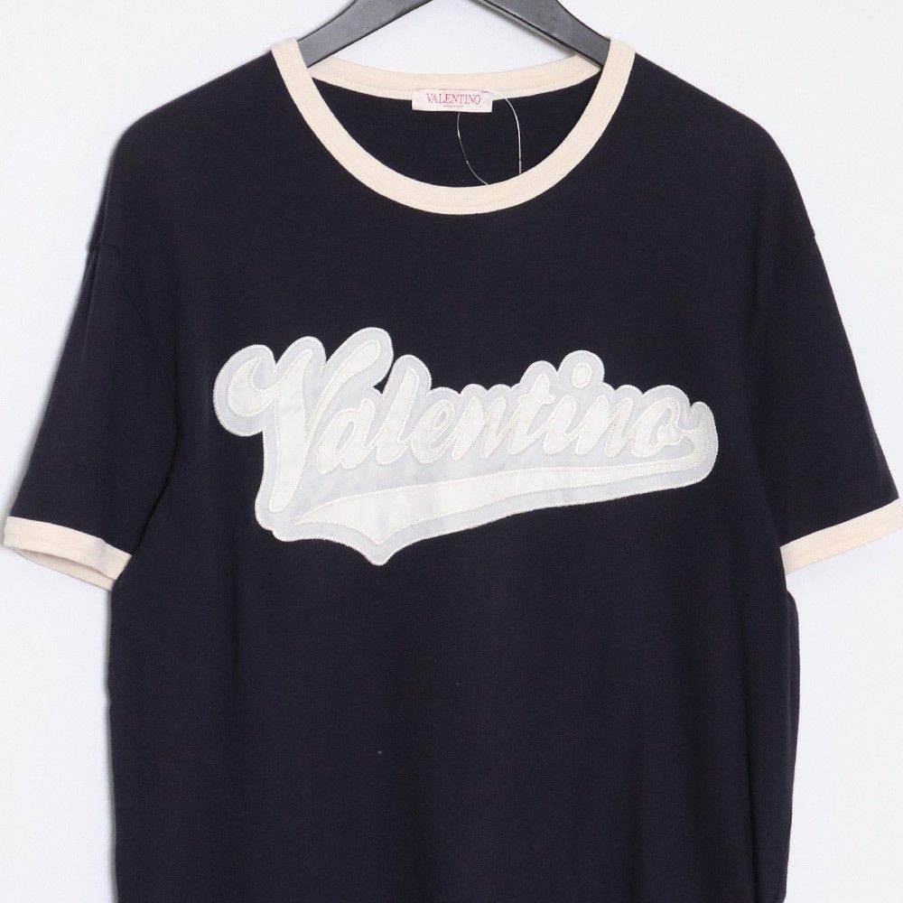 Valentino/ ヴァレンティノ ロゴパッチ クルーネック Tシャツ VALENTINO ロゴパッチクルーネックTシャツ XLサイズ ネイビー