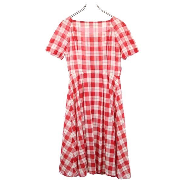 ミスクロエ 半袖 チェック柄 ワンピース 40 赤×白 miss chloe 日本製 