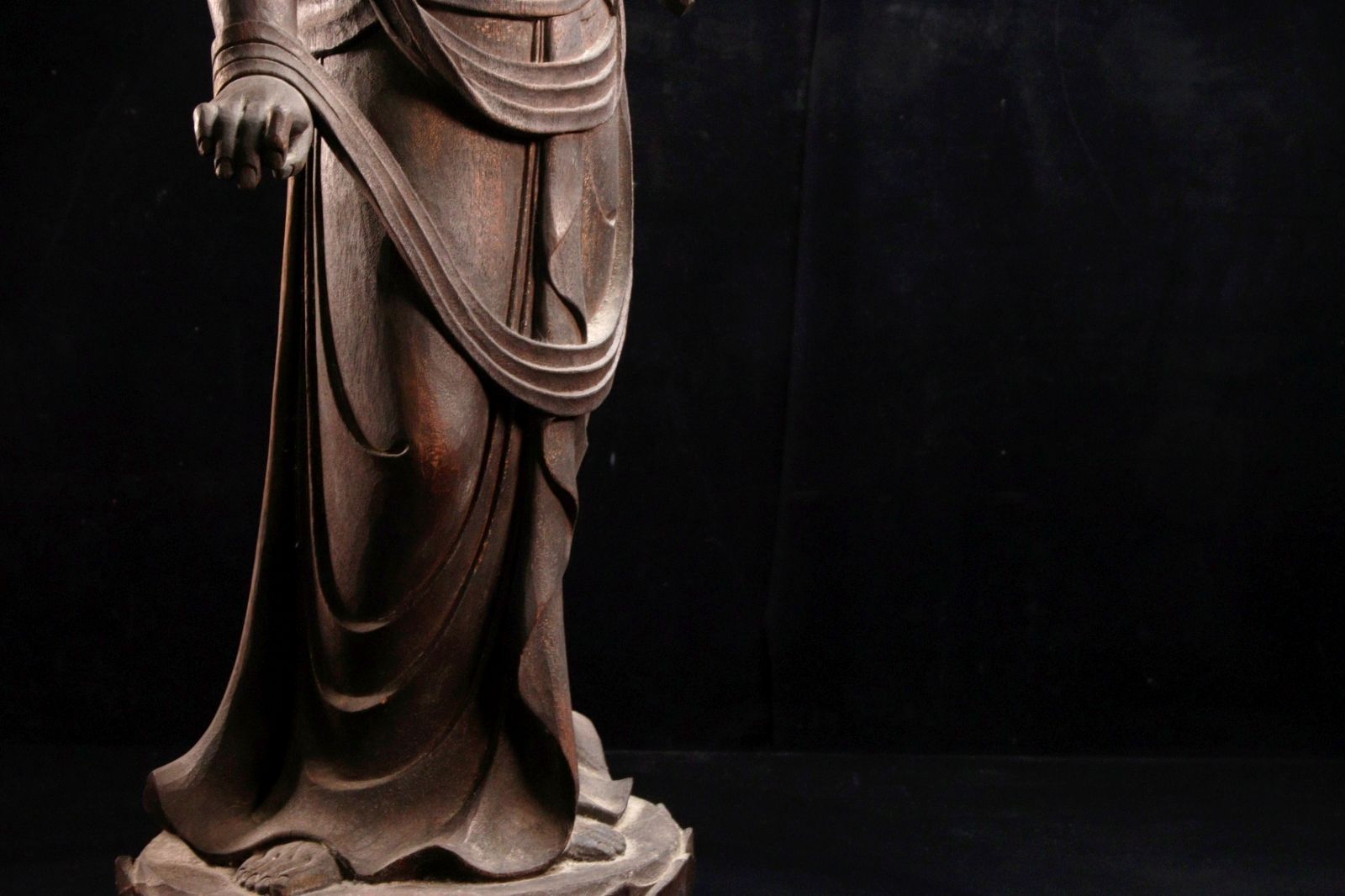 大型　木製　観音　立像　観音様　骨董　仏像 木彫 観音菩薩立像 特大79cm 仏像 仏教美術 唐物 骨董 古美術 楾