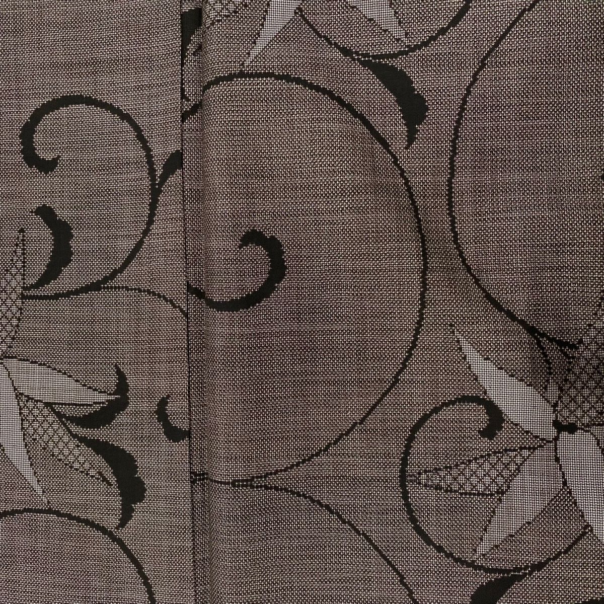 大島紬 身丈160cm 裄丈63.5cm S 袷 純泥染 花唐草 焦茶色 正絹 美品  