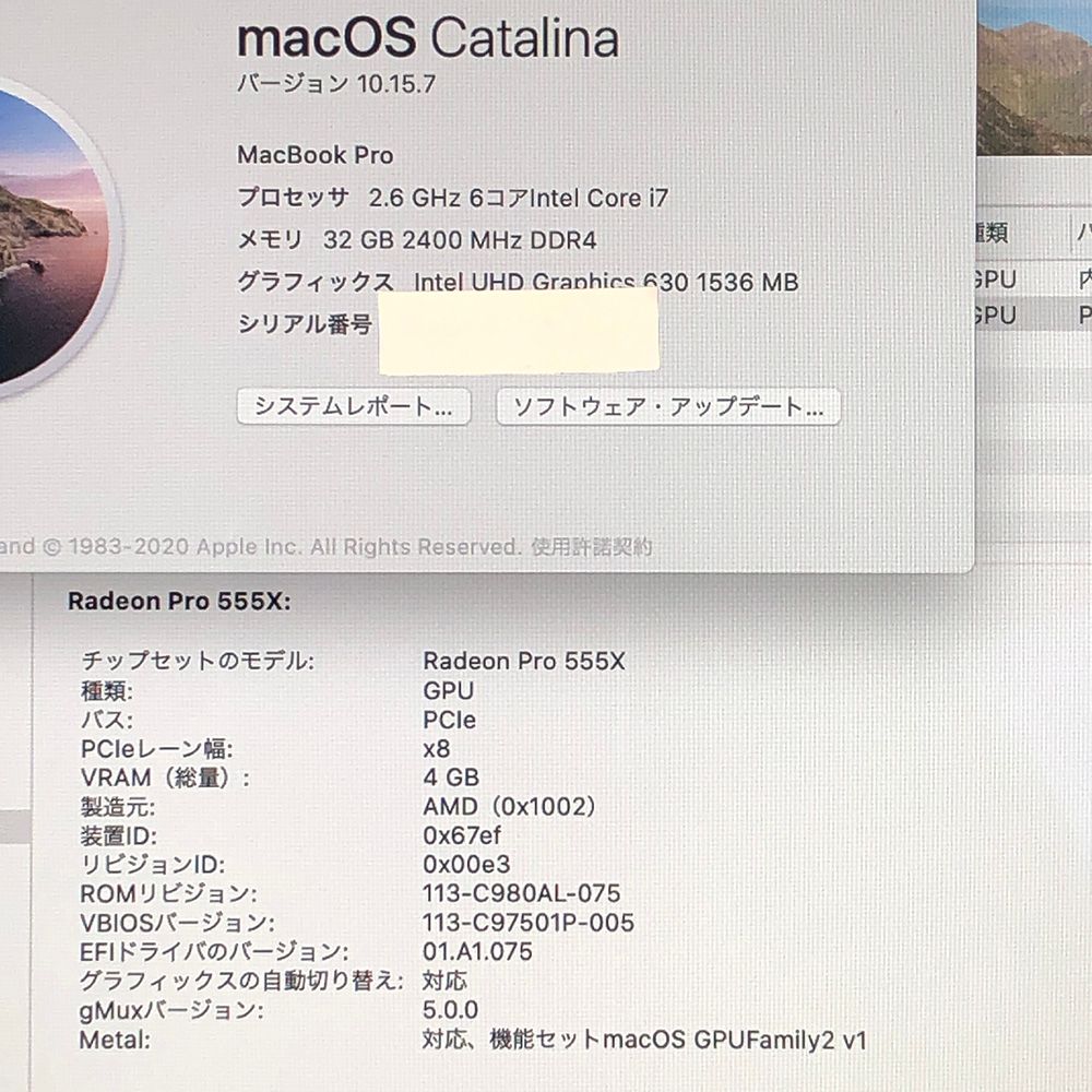Apple - ◆ジャンク品・本体のみ◆Apple MacBook Pro (15インチ 2019)【i7・32GB・256GB・Radeon Pro 555X】★フレーム割れ 他 A1990 EMC3359/LT-JUNK-250836（329564） ◇ジャンク品・本体のみ◇Apple MacBook Pro (15インチ 2019