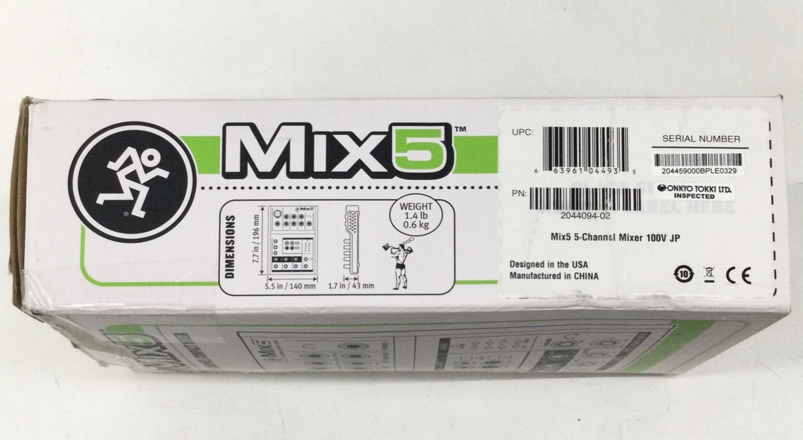Mackie Mix5 5チャンネルミキサー 元箱あり MACKIE マッキー 5チャンネル コンパクトミキサー MIX5 箱付き