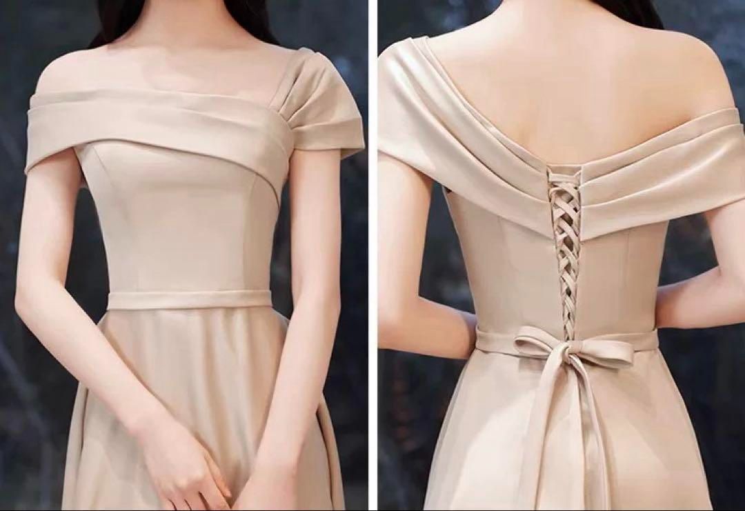 シンプルオシャレなワンショルダーのロングドレス