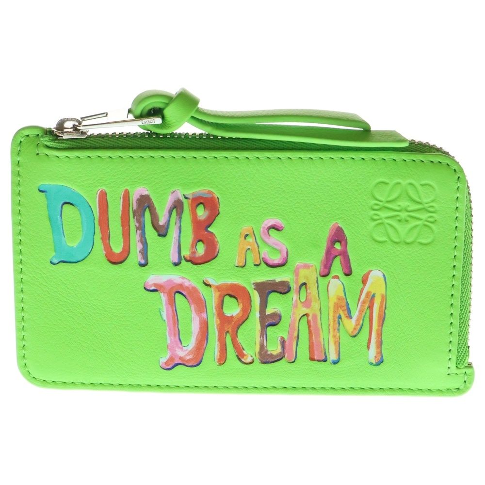 LOEWE ロエベ 24AW リチャードホーキンスコラボ アナグラム フラグメントケース カードケース ネオングリーン シルバー金具 レザー