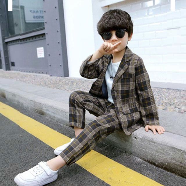 男の子 フォーマル スーツ 上下 2点セット チェック ジャケット 男の子