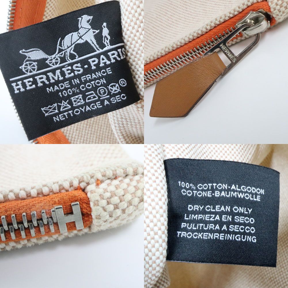 名古屋 エルメス フラットポーチ ニューヨッティング GM トワルアッシュ ベージュ オレンジ トラベル 小物 男女 DECORATOM_COM_BR