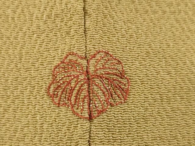 平和屋着物▽訪問着 友禅 駒刺繍 春秋柄 菊桜橘 暈し染め 金彩 鬼しぼ  