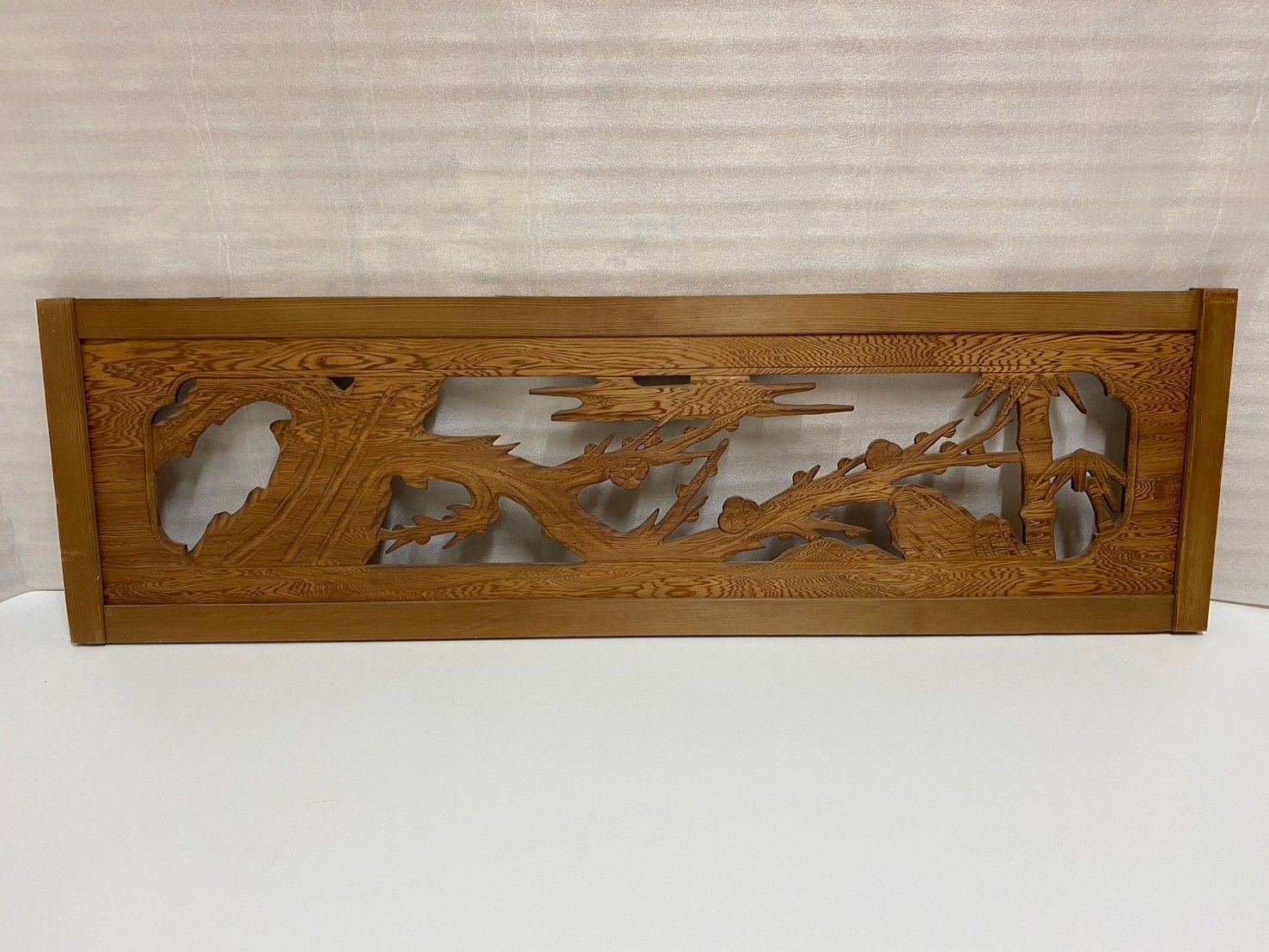 欄間 木製彫刻パネル 2枚セット 欄間 】✨松と鷹✨2枚組