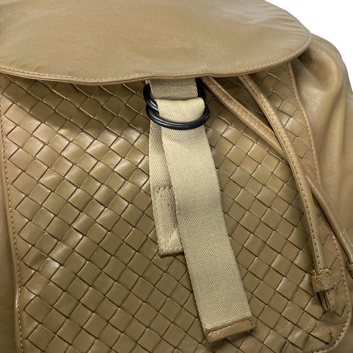 BOTTEGA VENETA ボッテガヴェネタ リュックサック イントレチャート ベージュ 巾着型 レザー DECORATOM_COM_BR