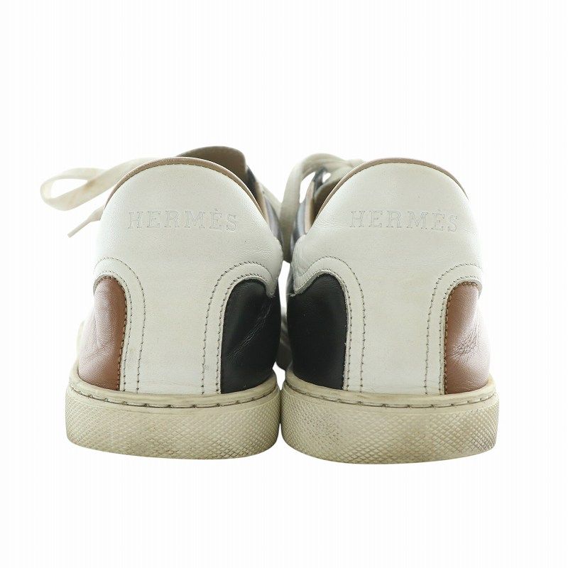エルメス HERMES スニーカー レザー ローカット ツートン ロゴ