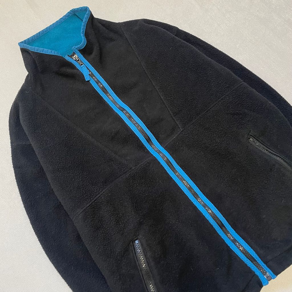 L.L.Bean エルエルビーン フリース ジャケット フルジップ ポケット付き 黒×水色 No.F684