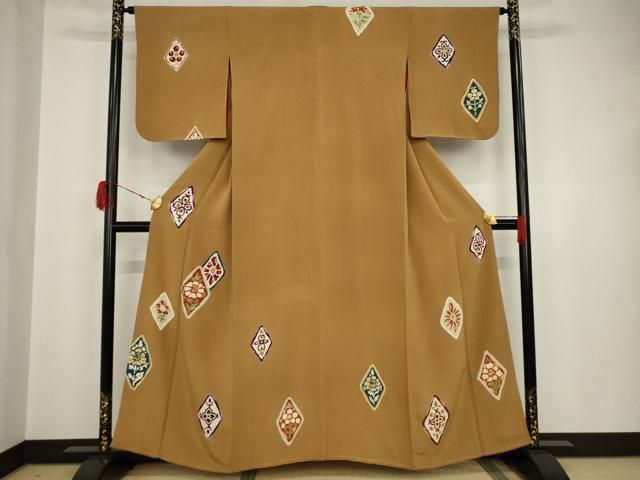 平和屋着物●アンティーク　大正ロマン　訪問着　花菱文　正絹　逸品　AAAT6614ck 平和屋着物○アンティーク 大正ロマン 訪問着 花菱文 正絹 逸品 AAAT6614ck