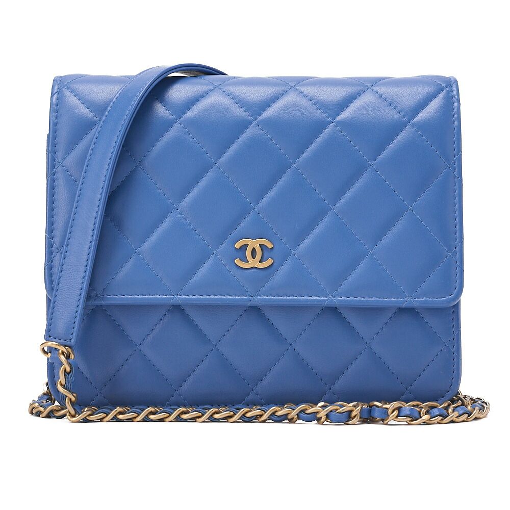 CHANEL シャネル マトラッセ チェーンウォレット ラムスキン ネイビー ゴールド金具 レディースウォレット 折財布 レディース財布 送料無料