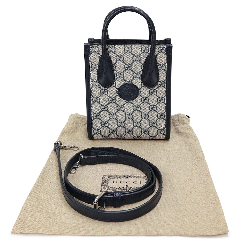 未使用 保管品】グッチ GGスプリーム トートバッグ 2way ショルダー 黒