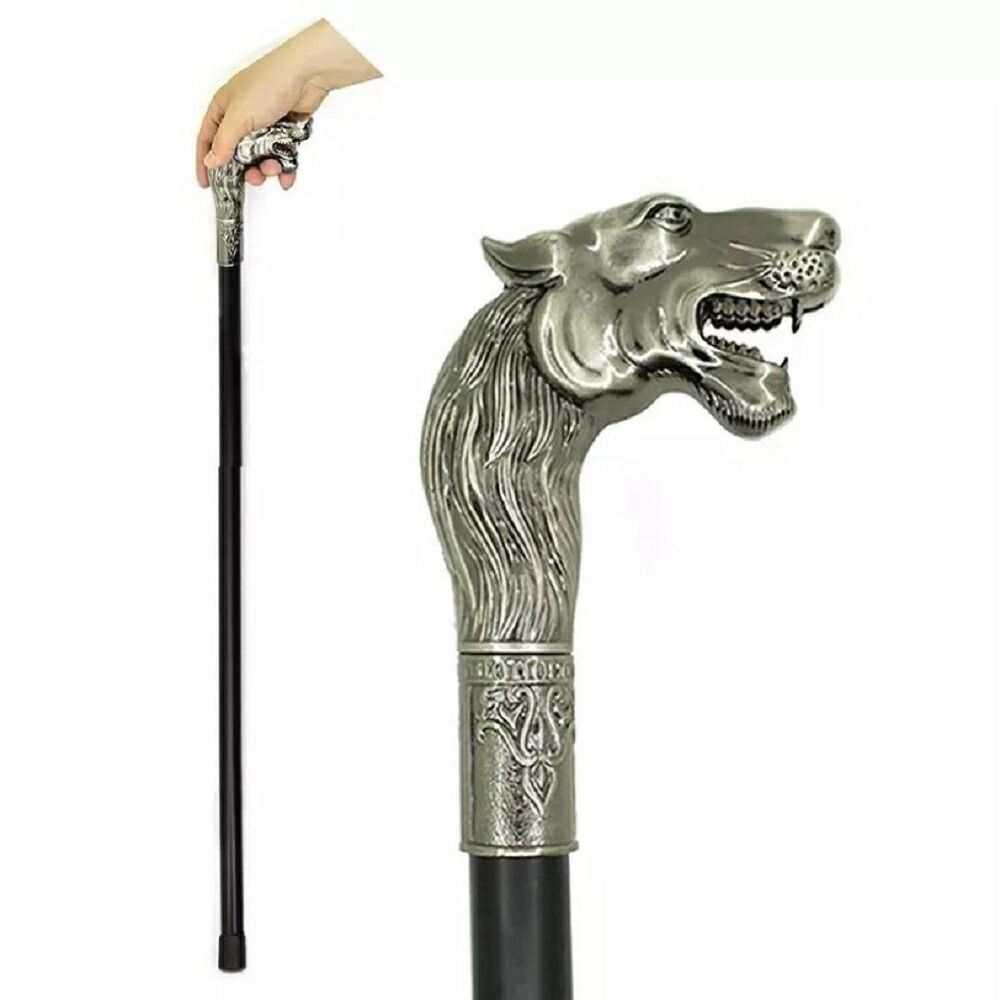 杖 つえ ライオン シルバー ステッキ おしゃれ 銀 男性 女性 ブロンズ