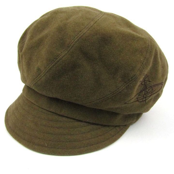 ヴィヴィアンウエストウッド キャスケット 帽子 オーブ ロゴ ブランド 日本製 メンズ レディース S-Mサイズ カーキ Vivienne Westwood