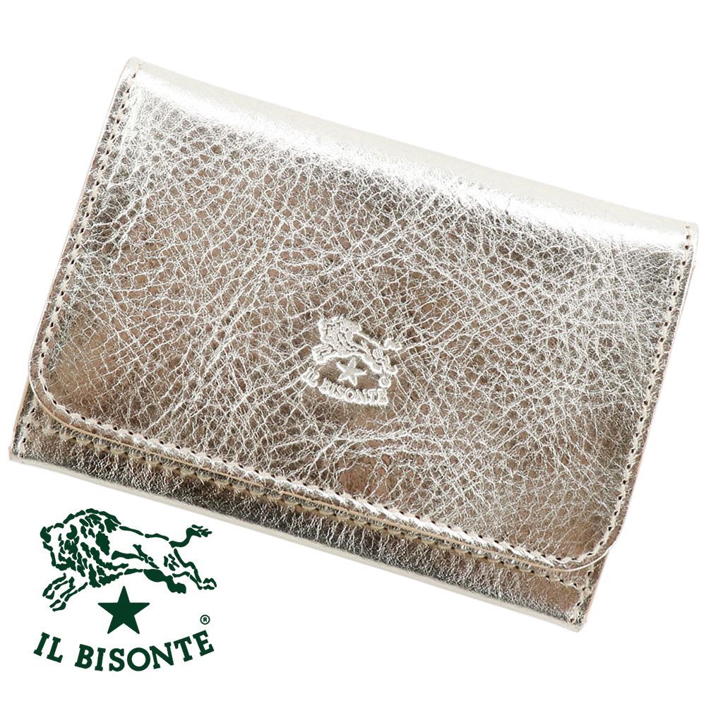 イルビゾンテ カードケース 名刺入れ IL BISONTE ボタン付き マチあり