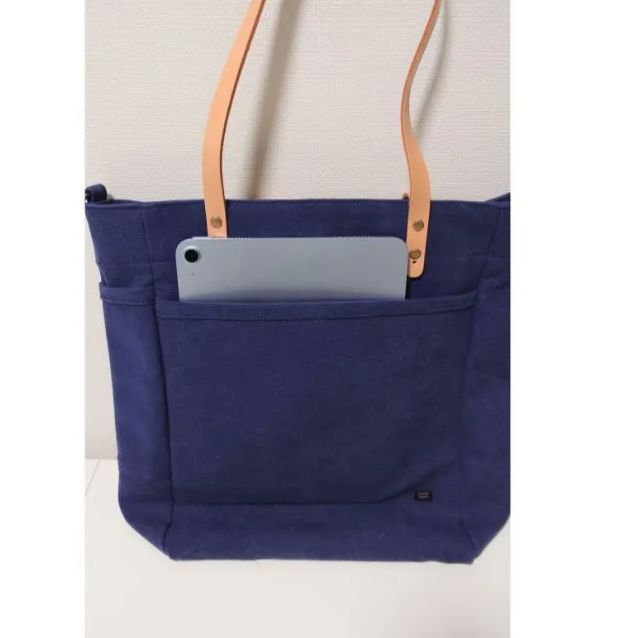 8号帆布*持ち手革のトートバッグ*ウォッシュ加工 洗えるカバン】ゆる