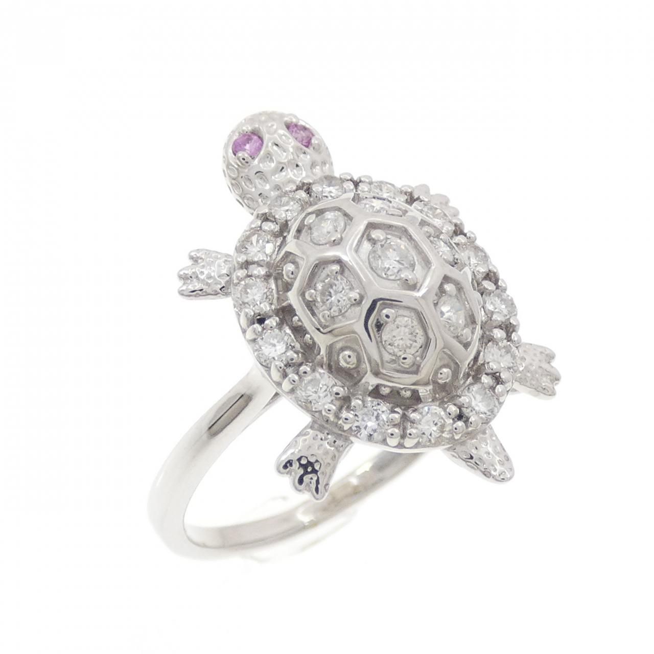 K18WG タートル サファイヤ リング 0.01CT