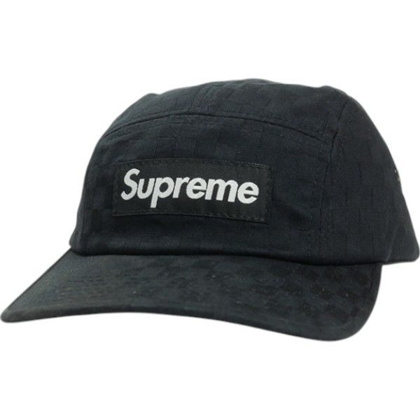 Size フリー SUPREME シュプリーム Cherckerd Camp Cap キャンプキャップ 黒 -非常に良い 20819347