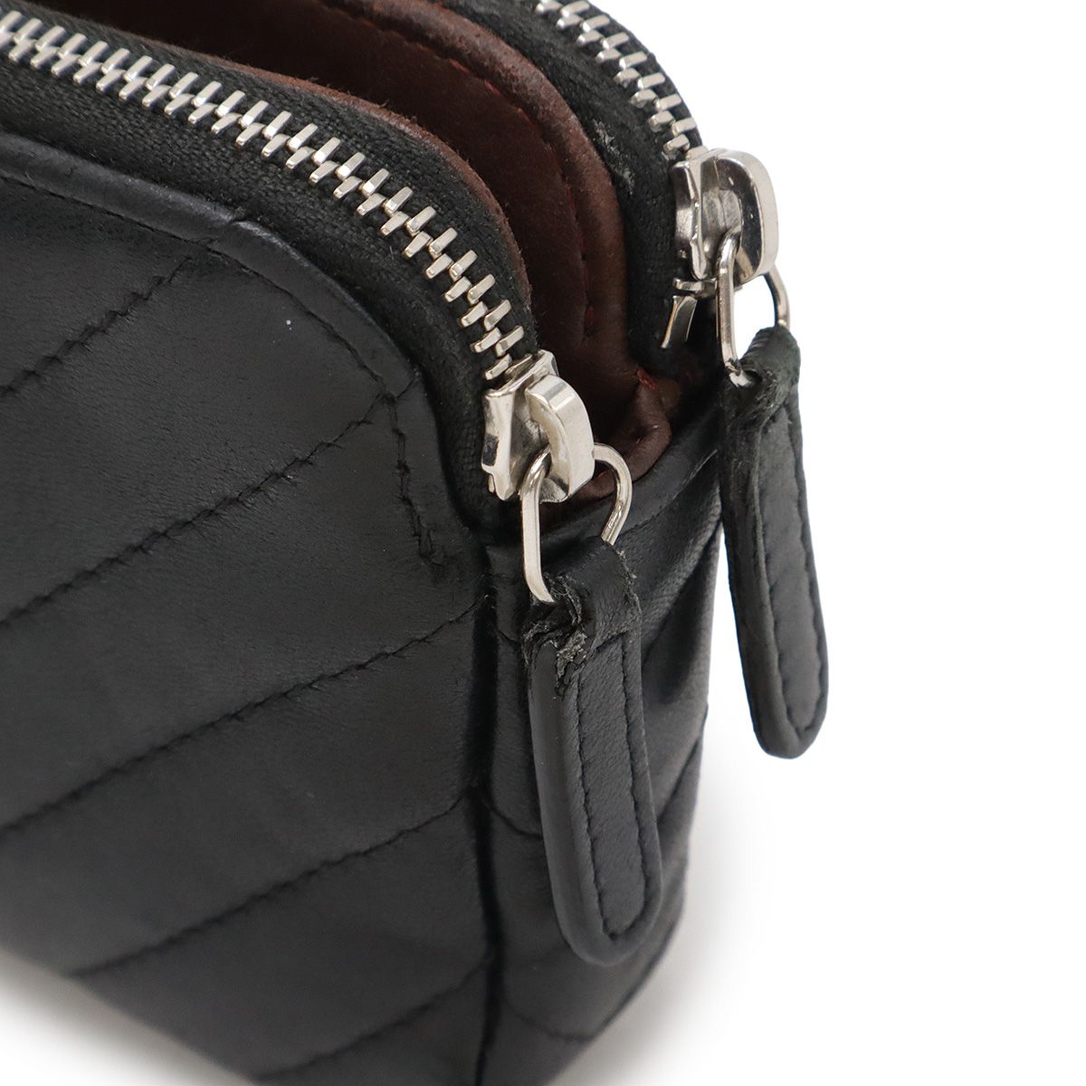 CHANEL シャネル Vステッチ シェブロン Wジップチェーンウォレット  