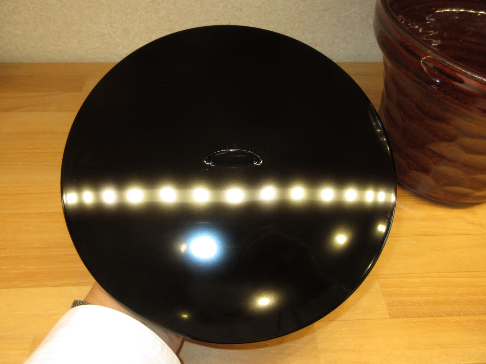 逢絢亭】茶道具 水指 京焼 飴釉 裏千家好写 末広水指 栄昌作 共