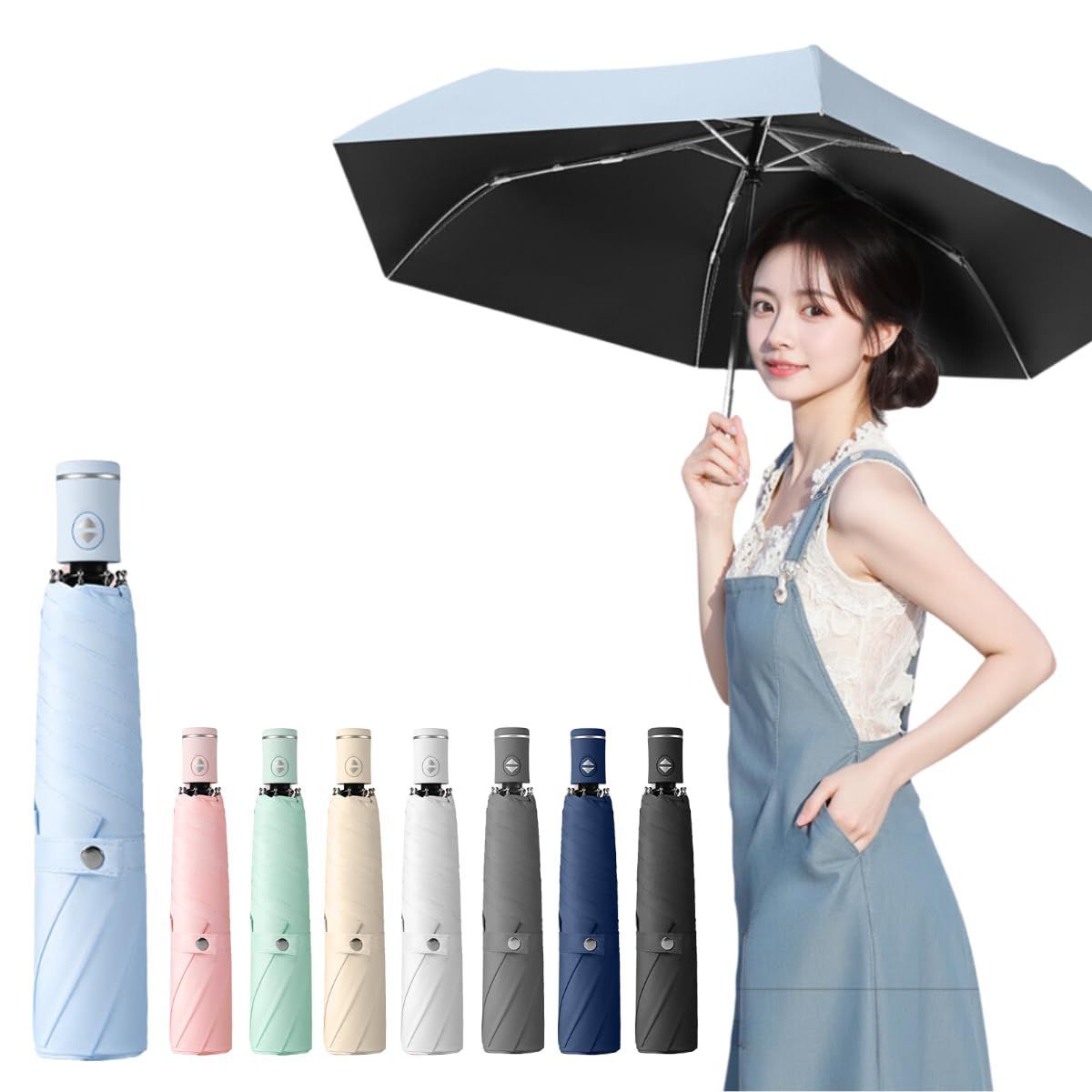 Color ライトブルー Prv スマホより軽い220g | 大きくて濡れない 折りたたみ傘 晴雨兼用 自動開閉 大きい 102cm 超撥水加工 ワンタッチ 日傘 体感温度-15℃ uvカット99% UPF50 遮光 遮熱 断熱 軽量 コンパクト 丈夫